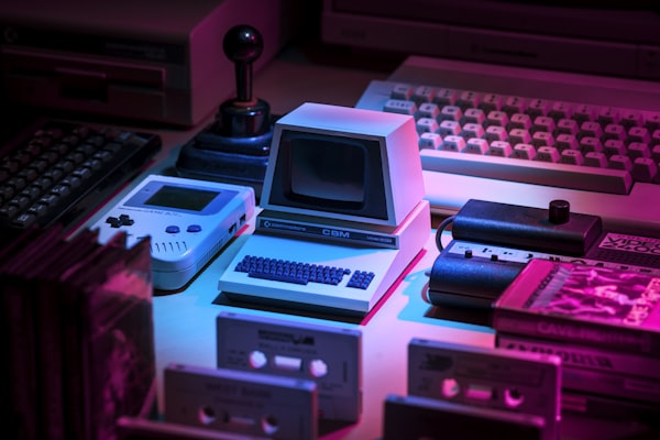 Vaporwave aesthetics with retro computer